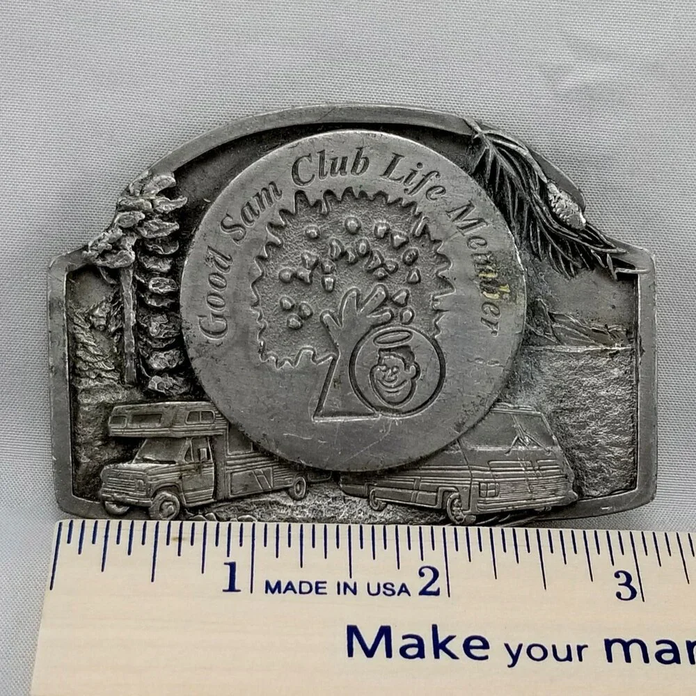 Vintage Good Sam Club Life Member Special Edition Pewter‎ Belt Buckle RV Camper